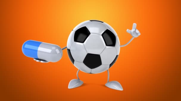 Divertido bola de futebol dos desenhos animados — Vídeo de Stock