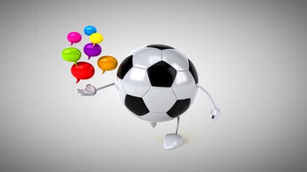 Divertido bola de futebol dos desenhos animados — Vídeo de Stock