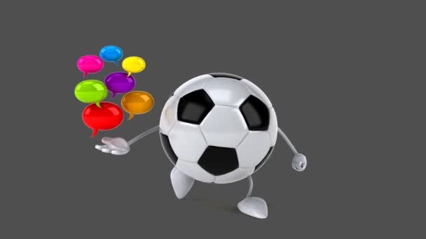 Divertido balón de fútbol de dibujos animados — Vídeos de Stock