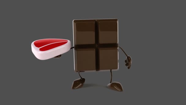 Barra de chocolate divertido desenhos animados — Vídeo de Stock