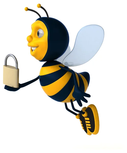 Bee holding padlock — Stock Photo, Image