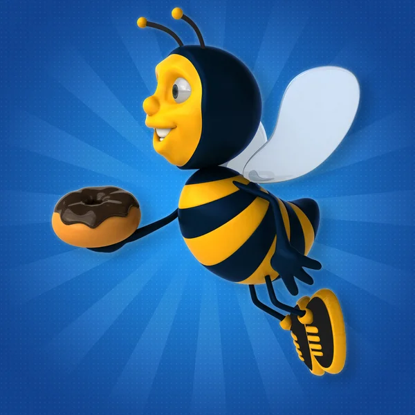 Bee holding donut — Stockfoto