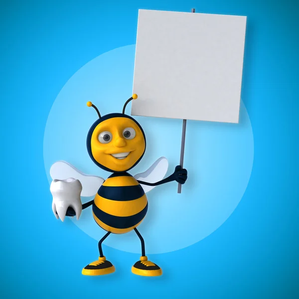 Bee holding kaart en tand — Stockfoto