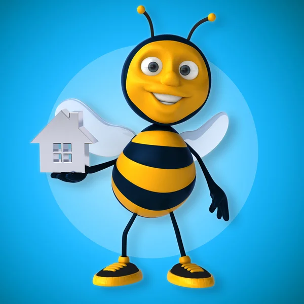 Bee holding huis model — Stockfoto