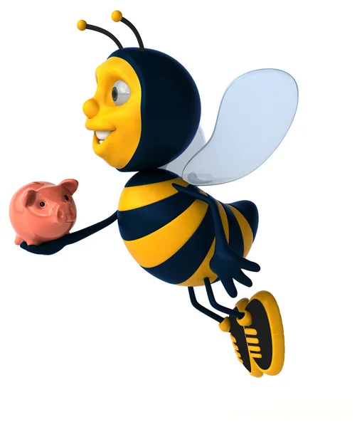 Bee holding piggy bank — Stock Photo, Image