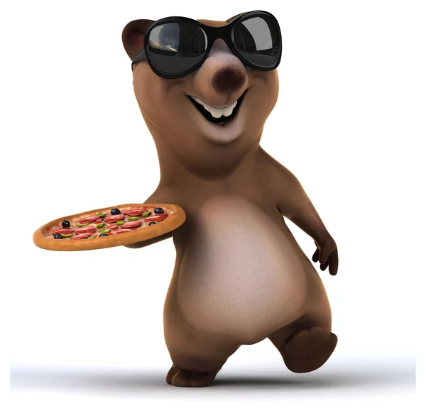 Bear holding  pizza — Stock Photo, Image
