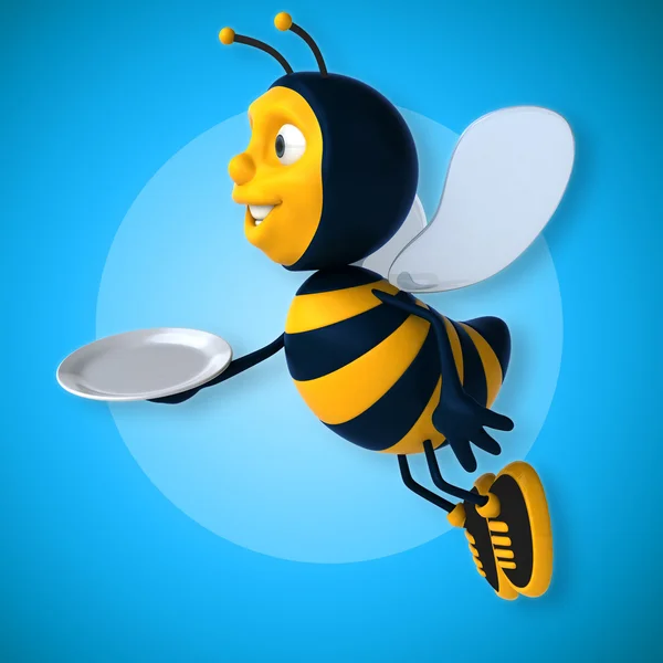 Bee holding plaat — Stockfoto