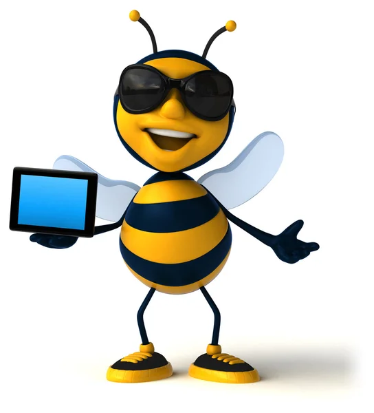 Bee holding tablet — Stock Photo, Image