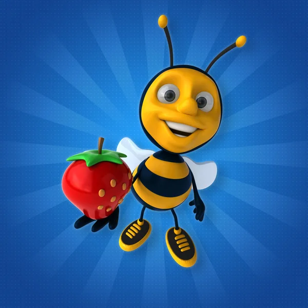 Пчела держит клубнику — стоковое фото