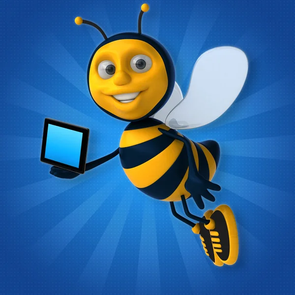 Bee holding tablet — Stockfoto