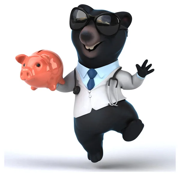 Piggy bank holding medve — Stock Fotó