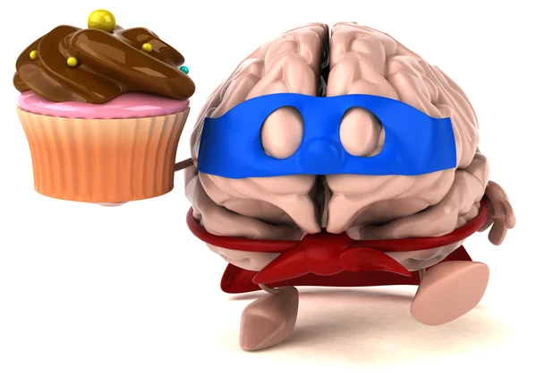 Cervello che tiene cupcake — Foto Stock