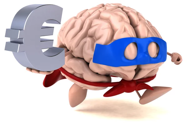 Cerebro sosteniendo euro signo —  Fotos de Stock