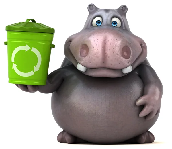 Fun hippo holding recycle sign — Stock Photo, Image