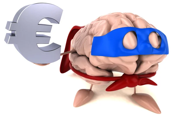 Cerebro sosteniendo euro signo —  Fotos de Stock