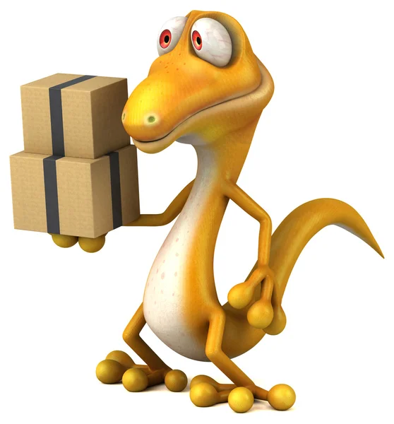 Lizard holding boxes — Stock Photo, Image