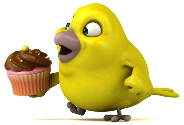 Pájaro sosteniendo cupcake — Foto de Stock