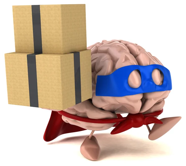 Brain holding boxes — Stock Photo, Image