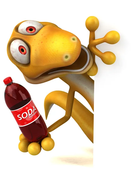 Lizard holding soda — Stock Photo, Image