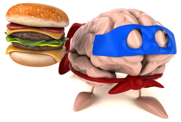 Hersenen bedrijf Hamburger — Stockfoto