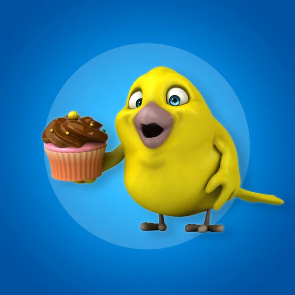 Pájaro sosteniendo cupcake — Foto de Stock