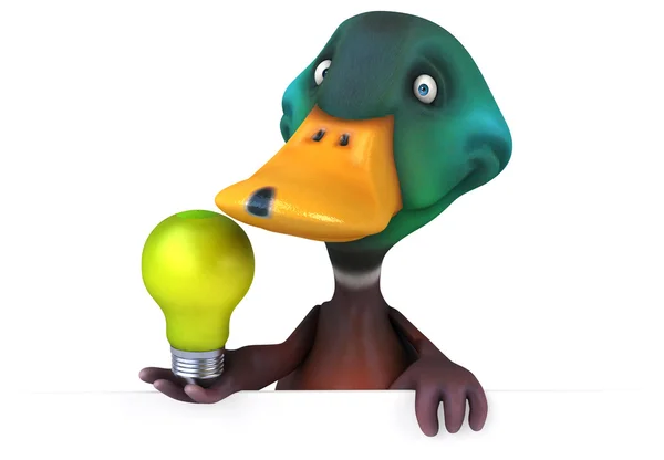 Duck holding card and light bulb — Stock Photo, Image