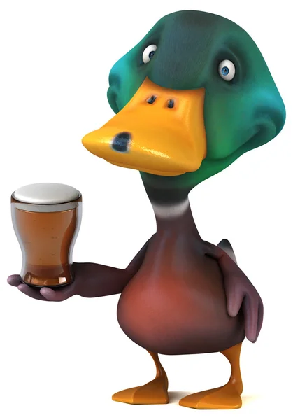 Pato sosteniendo cerveza — Foto de Stock