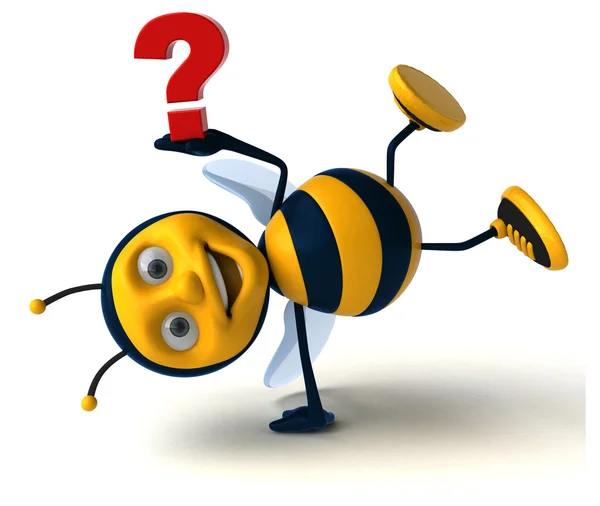 Bee holding question mark — Stock Photo, Image