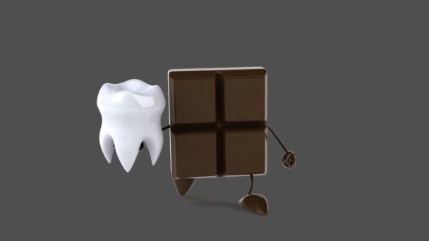 Chocolate bar segurando dente — Vídeo de Stock