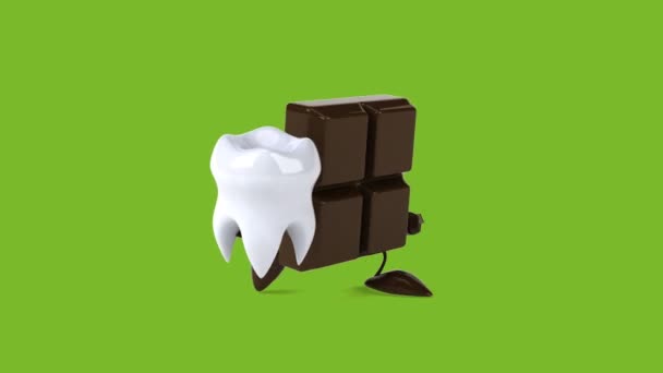 Chocolate bar segurando dente — Vídeo de Stock