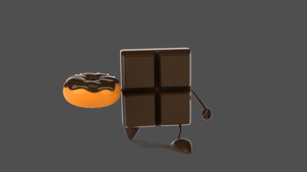 巧克力棒抱着甜甜圈 — 图库视频影像