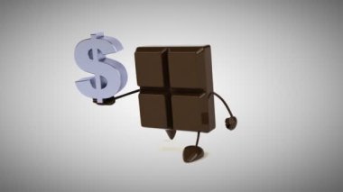  Dolar işareti tutarak Bar çikolata 