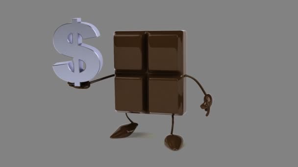 Chocolate bar holding dollar sign — Stock Video