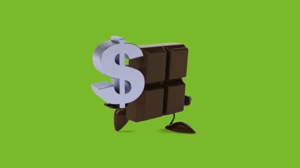 Chocolate bar holding dollar sign — Stock Video