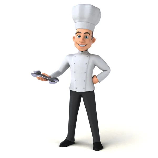 Chef holding wrench — Stock Photo, Image