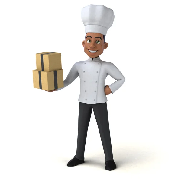 Chef holding boxes — Stock Photo, Image