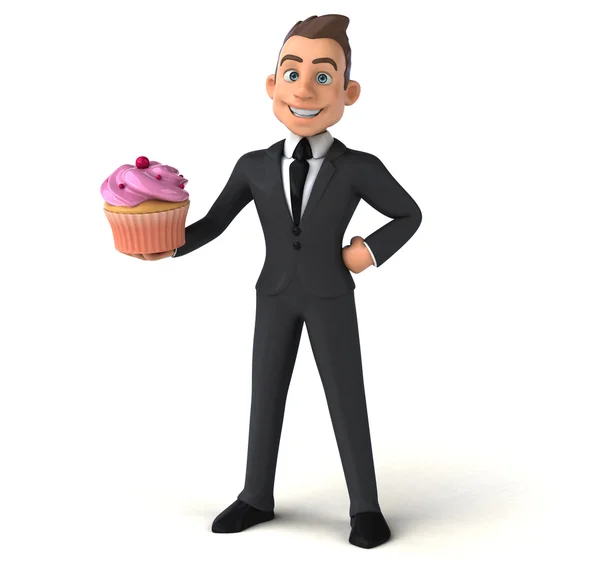 Empresário segurando cupcake — Fotografia de Stock