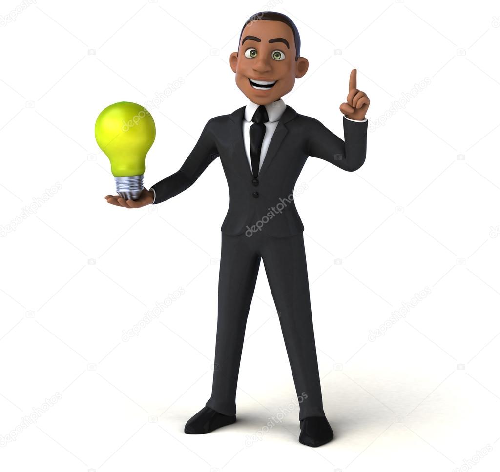 businessman holding lamp