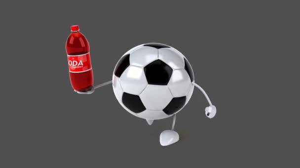 Futebol segurando refrigerante — Vídeo de Stock