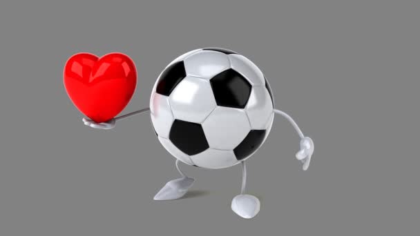 Calcio con cuore rosso — Video Stock