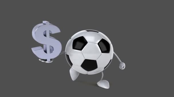 Futebol segurando sinal dólar — Vídeo de Stock