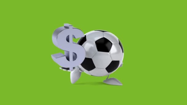 Fútbol sosteniendo signo dólar — Vídeo de stock