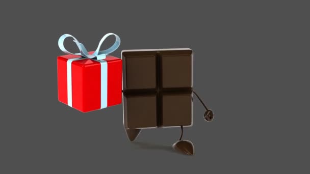 Barra de chocolate con regalo — Vídeos de Stock