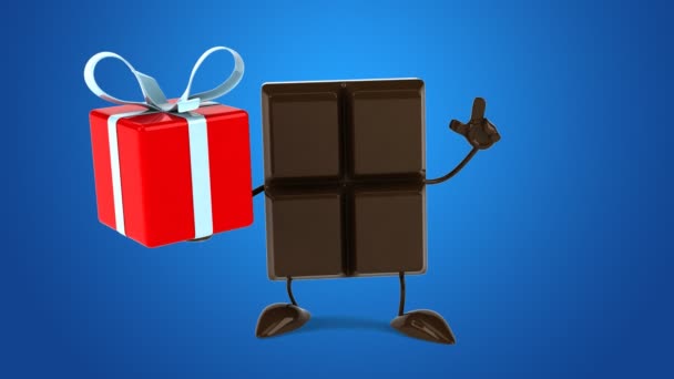 Barra de chocolate con regalo — Vídeos de Stock