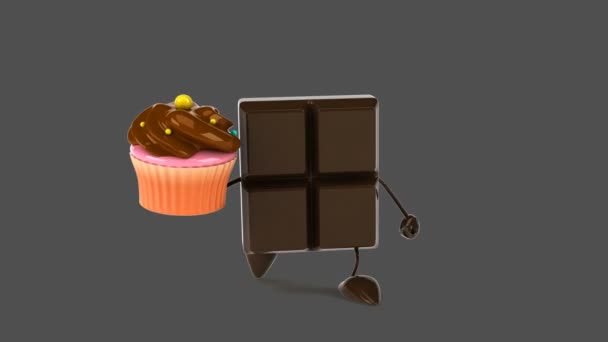 Barra de chocolate com cupcake — Vídeo de Stock