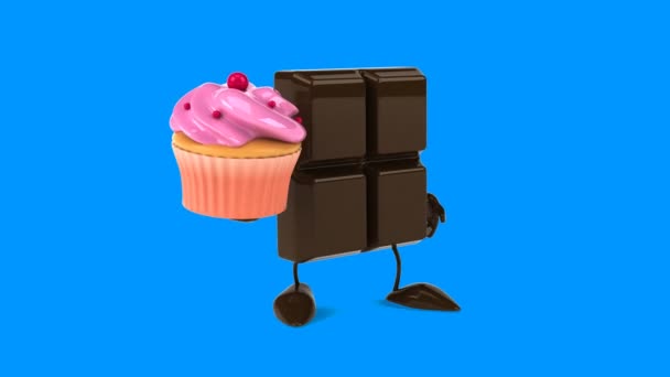Schokoriegel mit Cupcake — Stockvideo