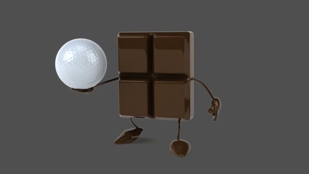 Barra de chocolate con pelota de golf — Vídeos de Stock