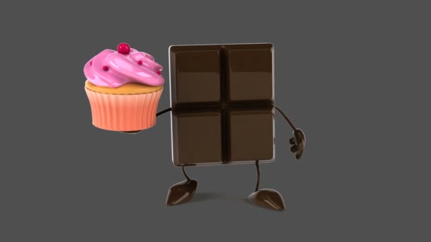 Barra de chocolate com cupcake — Vídeo de Stock