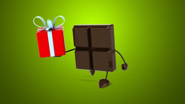 Chocolate bar with gift — Stock Video