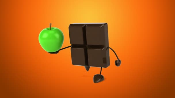 Шоколадная плитка с яблоком — стоковое видео